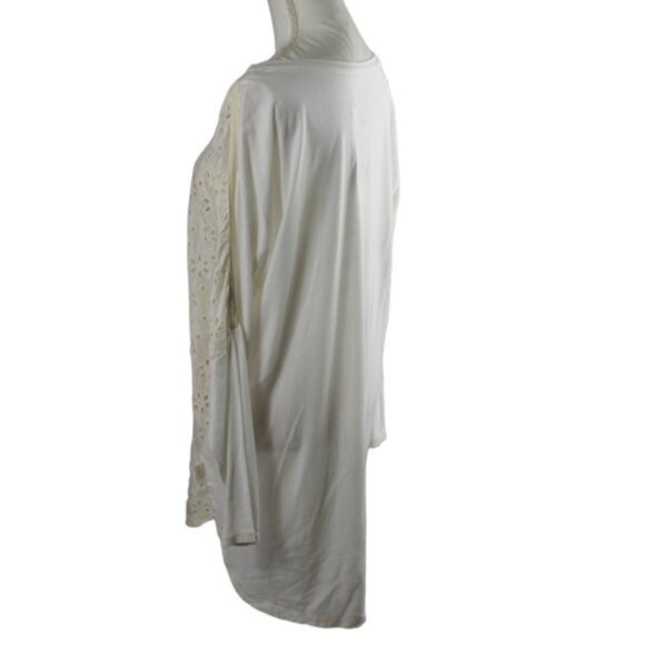 Johnny Was Ivory Eyelet Lace Slip-On Boho Full Asymmetrical Tunic, Size … - Picture 7 of 13
